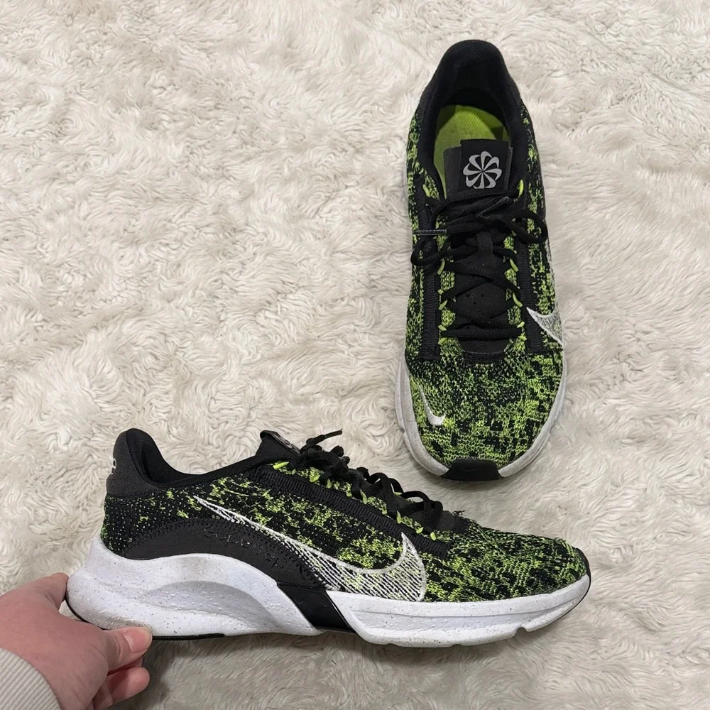 Nike SuperRep Go 3 Next Nature Flyknit Neon Green and Black‎ Mens Size 9.5